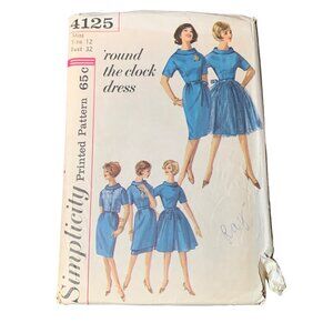 Simplicity 4125 Round The Clock Dress Pattern Size 12 Misses Vintage 1960s uncut
